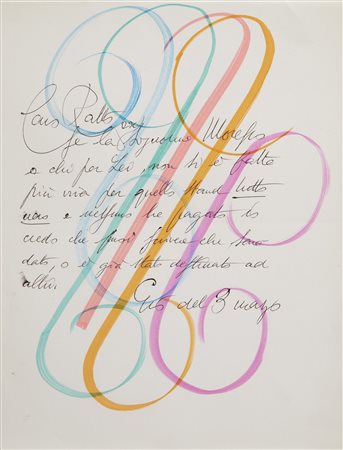 Gio Ponti (Milano 1891 - 1979) Lettera autografa con disegni policromi,...