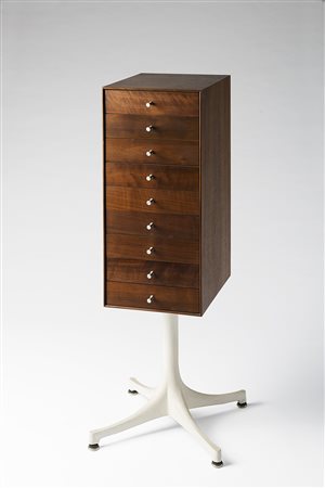 George Nelson (Chicago 1908 - Barrington 1986) Cassettiera verticale a nove...