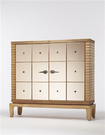 Osvaldo Borsani ( 1911 - 1985) Mobile bar lastronato in legno di acero, ante...