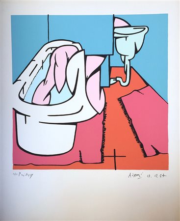 Valerio Adami 50x59- privacy 1967 serigrafia su carta esemplare 20/90