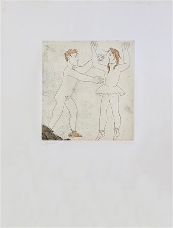 Manzù Giacomo "passo di danza I"acquaforte su carta 28,5x2 del 1974...