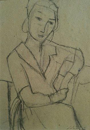 Salvadori Aldo graffite su carta colorata 21x27,5 autentica di galleria