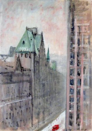 Pietro Annigoni New York Tempera e matita 39 x 28 Autentica archivio Annigoni