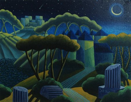 Luca Dall'Olio 40x50 anni 2000 " è bello capirsi" olio su tela autentica...