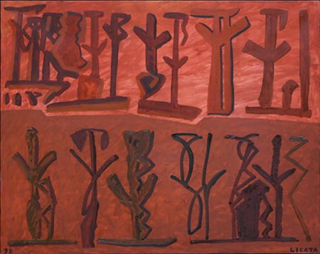 Riccardo Licata 60x73 olio su tela composizione 1992 autentica dell' art. su...