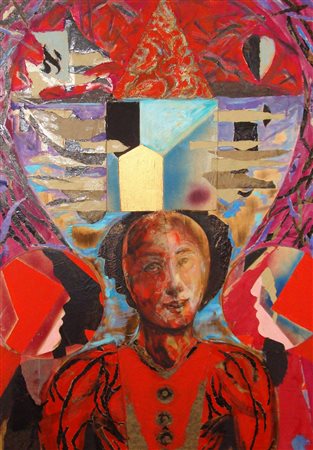 Bruno Ceccobelli Indiviso indipendente 2004 tecnica mista su tavola 100 x 70...