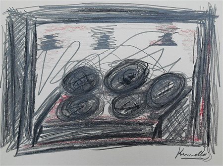 Jeannes kounellis Carboncino 23x33 autentica dell'art. su foto