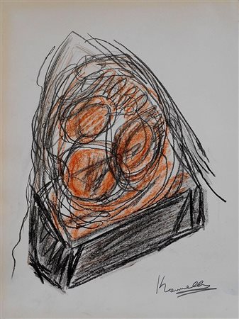 Jeannes kounellis Paniere con uova carboncino 30x40 autentica dell'art. su foto