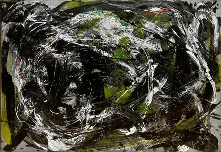 Emilio Vedova 'oltre' del 1986 35x50 olio su tela archivio n°1448 del 2005