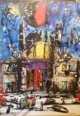 Gennaro Picinni tecnica mista su tela 50x70 del 1971 autentica dell'art. su foto