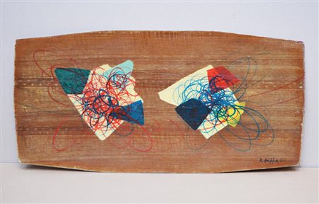 Roberto Crippa 78,8x39-1951 dipinto su tavola laccata autentica del figlio