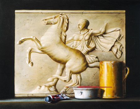 Antonio Nunziante olio su tela 40x50 'vista nello studio' anno 1999 autentica...