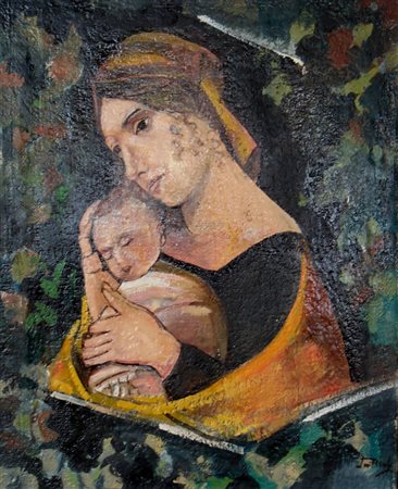 Lino Piccoli madonna con bambino olio su tela 76,8x94,5 autentica dell'art....