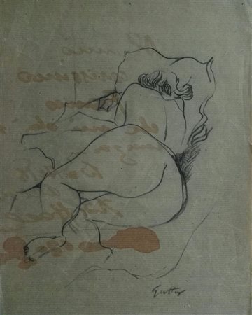 Renato Guttuso renato tecnica mista su carta da pacchi 26x32 senza autentica...