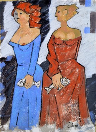 Giampaolo Talani tecnica mista su carta 50x35 autentica dell'art. su foto