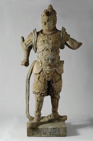 Il guardiano del tempio Scultura lignea policroma, Cina, dinastia Ming, XVI...