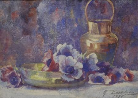 M. Cavalieri NATURA MORTA, 1926 Tempera su cartone, cm. 31x40 Firma e data in...