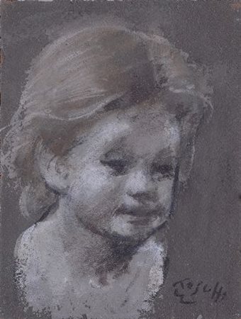 Ermanno Toschi (Lugo di Romagna, 1906 - Fiesole, 1999) TESTA DI BAMBINA Olio...