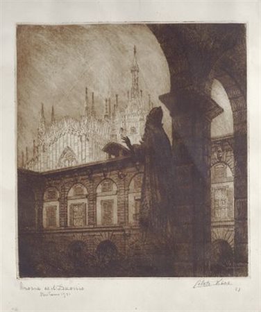 Vitali ARONNE ED IL DUOMO, 1930 Acquaforte, mm. 595x500 (fogli); mm. 470x425...