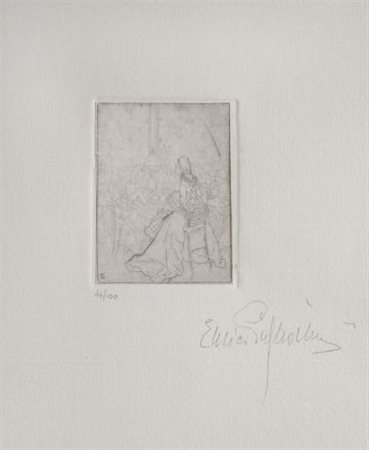 Telemaco Signorini (Firenze, 1836 - 1901) PRIMI PASSI Acquaforte, mm. 475x330...