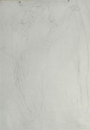 Plinio Nomellini (Livorno, 1866 - Firenze, 1943) FIGURA DI DONNA CON MANTELLO...