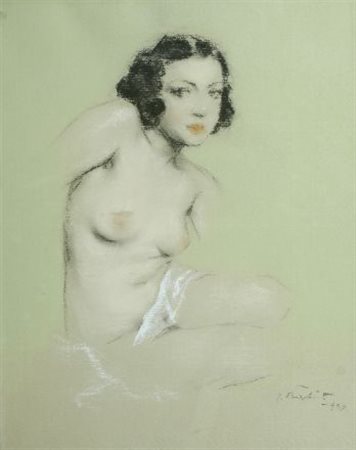 Anonimo del XX sec. NUDO DI DONNA, 1937 Carboncini su carta, cm. 30x25 Firma...