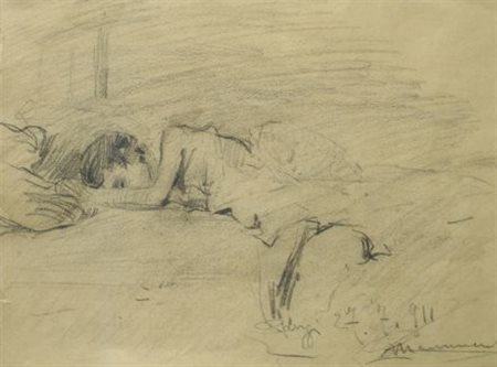 Cipriano Mannucci (Nizza, 1882 - Firenze, 1970) NUDO SDRAIATO (FRONTE)...