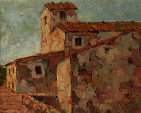 Mazzuoli CASCINA, 1930 Olio su tavola, cm. 21,7x27,5 Firma e data in basso a...