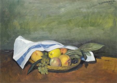 Nino Tirinnanzi (Greve in Chianti, 1923 - 2002) CESTO CON FRUTTA, 1971 Olio...