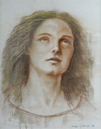 Sergio Gabbrielli Volto, 1996 SANGUIGNA SU CARTA, CM. 50 X40 Firma e data in...