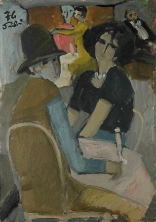 Bruno Paoli (Firenze, 1915 - 2005) CAFFÈ, 1976 Olio su tavola, cm. 35x25...