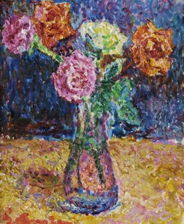 Guido Borgianni (New York, 1915 - Firenze, 2011) FIORI Olio su cartone...