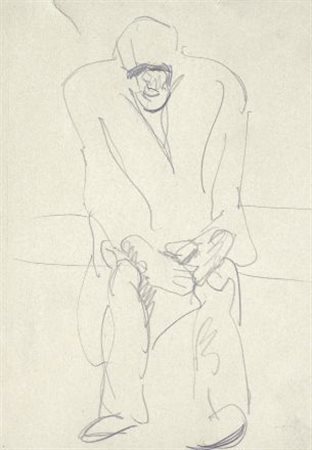 Lorenzo Viani (Viareggio, 1882 - Ostia, 1936) UOMO SEDUTO Matita su carta,...