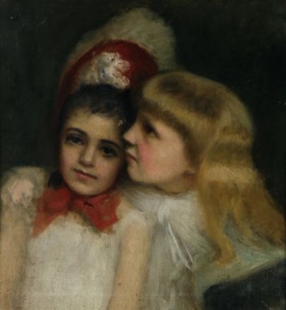 Michele Gordigiani (Firenze, 1830 - 1909) RITRATTO DI FANCIULLI Olio su tela,...