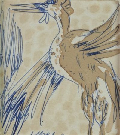 Silvio Loffredo (Parigi, 1920) UCCELLO, 1970 Inchiostro e acquerello su...