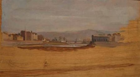 Renato Zini (Firenze, 1890 - 1969) PAESAGGIO CON PONTE, 1943 Olio su...