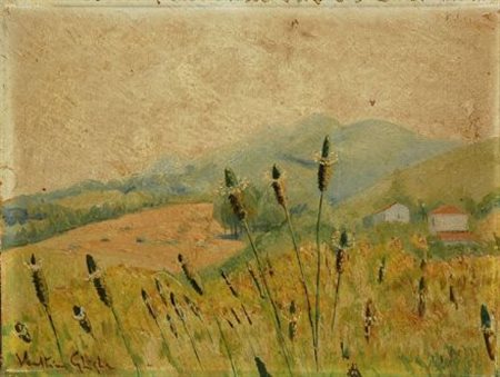 Valentino Ghiglia (Firenze, 1903 - 1960) CAMPAGNA A PRIMAVERA Olio su...