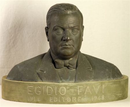 Anonimo del XX sec. BUSTO DI EGIDIO FAVI Scultura in metallo brunito, cm. h....