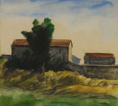 Nino Tirinnanzi (Greve in Chianti, 1923 - 2002) PAESAGGIO Acquarello su...