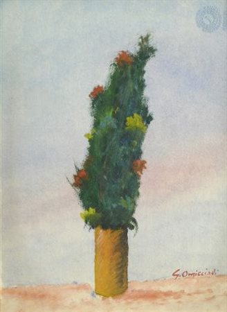 Alfonso Omiccioli (Roma, 1923) VASO CON FIORI Olio su cartoncino, cm. 24x18...