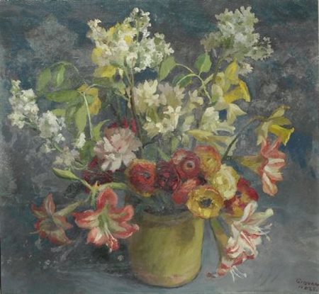 Ezio Giovannozzi (Firenze, 1882 - 1964) FIORI Olio su tela, cm. 52x56 Firma...