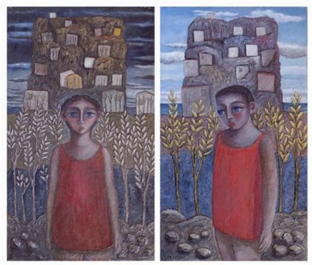 Elio De Luca (Cosenza, 1950) IL GIORNO E LA NOTTE (DITTICO) Cemento dipinto...