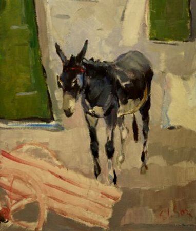 Gino Paolo Gori (Firenze, 1911 - 1991) LA PORTA VERDE Olio su tela, cm. 60x50...