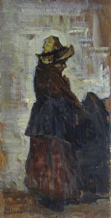 Luigi Michelacci (Meldola, 1879 - Firenze, 1959) VECCHIA Olio su tavoletta,...