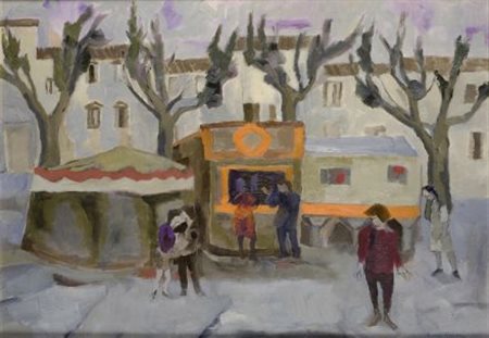 Renzo Grazzini (Firenze, 1912 - 1989) LUNA PARK Olio su tavola, cm. 50x70...