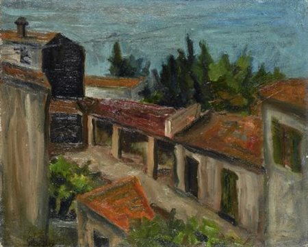 Renzo Grazzini (Firenze, 1912 - 1989) FABBRICA Olio su tela, cm. 45x55 Firma...