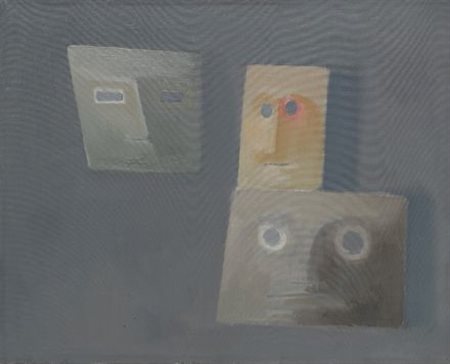 Franco Villoresi (Città di Castello, 1920 - Arezzo, 1975) MASCHERE, 1964 Olio...