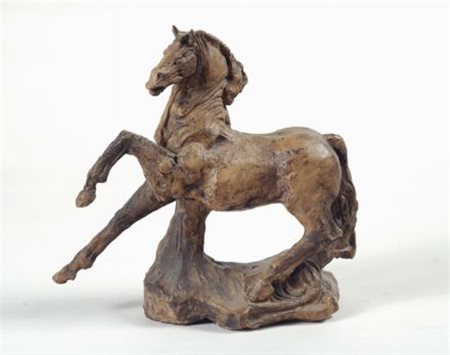 Claudio Nicoli (San Giovanni in Persiceto, 1958) CAVALLO in terracotta, cm....
