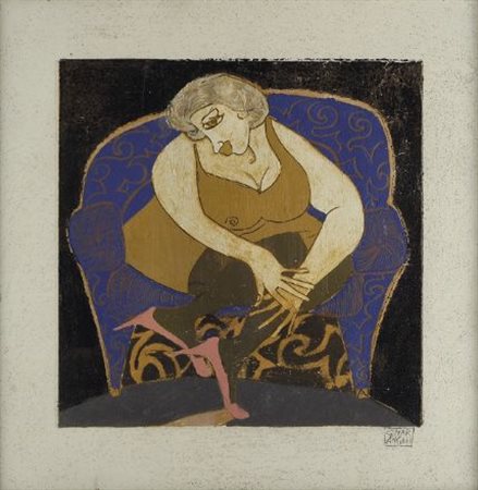 Giovanni Maranghi (Lastra a Signa, 1955) FIGURA SEDUTA Tecnica mista su base...