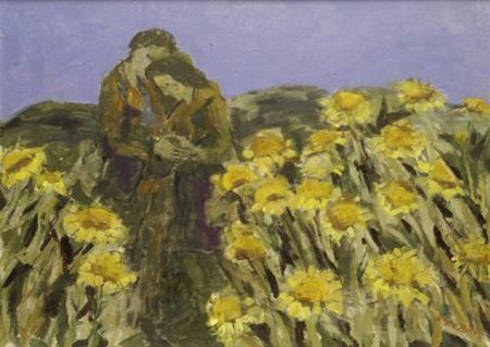 Renzo Grazzini (Firenze, 1912 - 1989) AMANTI Olio su compensato, cm. 50x70...